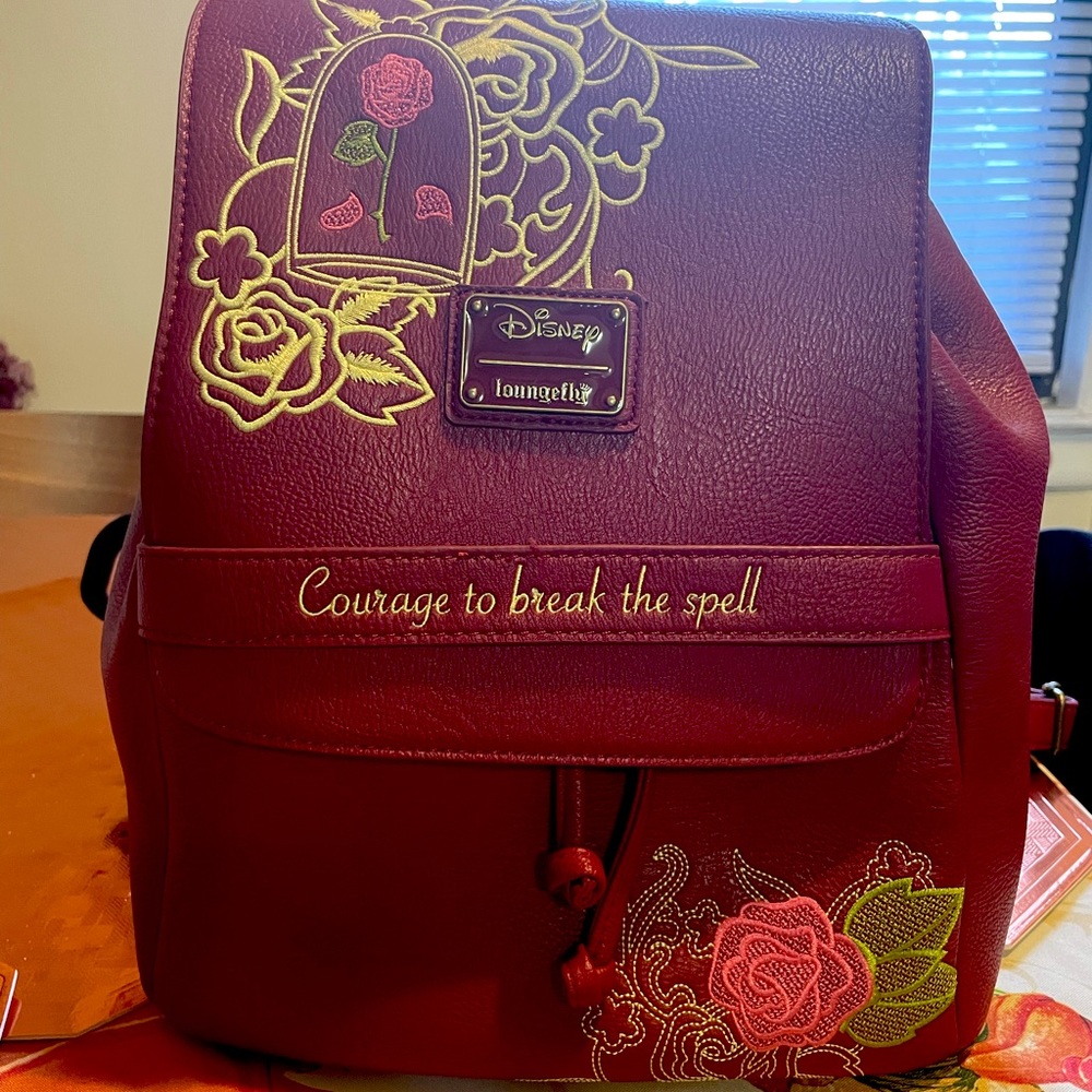 Loungefly beauty and the beast themed mini backpack